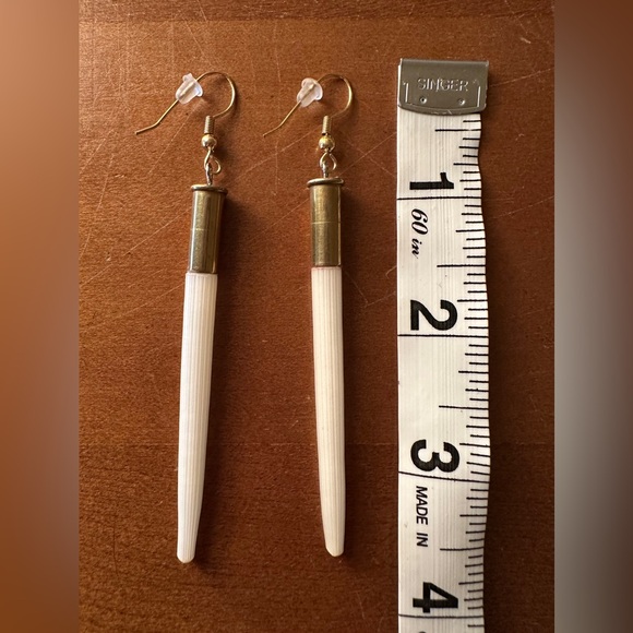 South African Quill and Brass Bullet Casing Earrings. Beth Dutton. Yellowstone - Picture 2 of 3